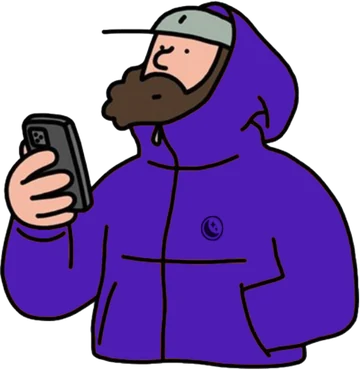 Illustrazione di una persona con il piumino Nesapp che guarda il telefono